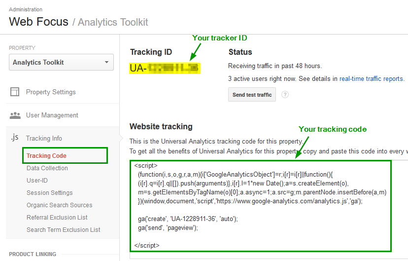 defensa Marco de referencia Electricista Get Your Google Analytics Tracking Code & ID and Check Your Setup |  Analytics-Toolkit.com