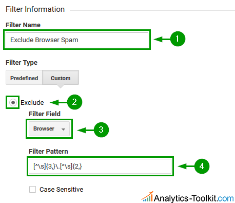 Analytics View Filter to Exclude Browser Spam