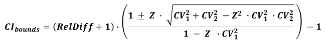 Formula Confidence Interval Relative Difference Percent Change Lift